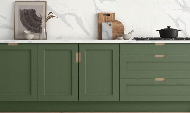 Mornington Beaded Outline Bay Green Kitchen by Kitchen Emporium