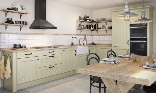 Mornington Beaded Paint to Order Sage Fitted Kitchen by Kitchen Emporium