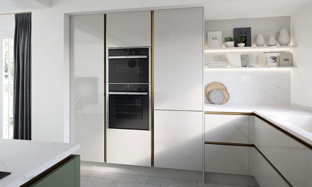 Porter Gloss Dove Grey Handleless Bespoke Fitted Kitchen by Kitchen Emporium