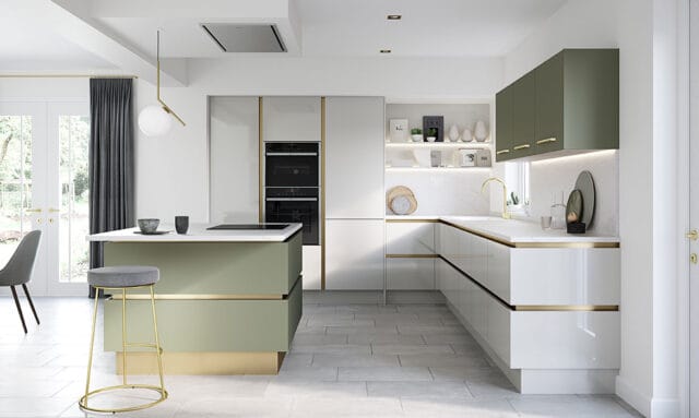 Porter Gloss Dove Grey Handleless Fitted Kitchen
