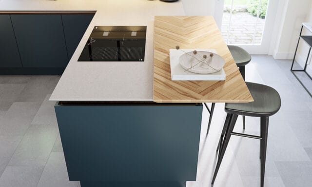 Porter Matt Hartforth Blue Handleless Bespoke Fitted Kitchen by Kitchen Emporium