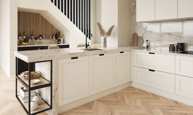 Second Nature Hunton Painted Outline in Porcelain Fitted Kitchen