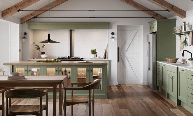 Second Nature Mornington Shaker Regiment Green Kitchen by Kitchen Emporium