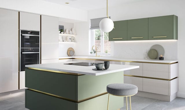 Second Nature Porter Gloss Dove Grey Handleless Kitchen Island