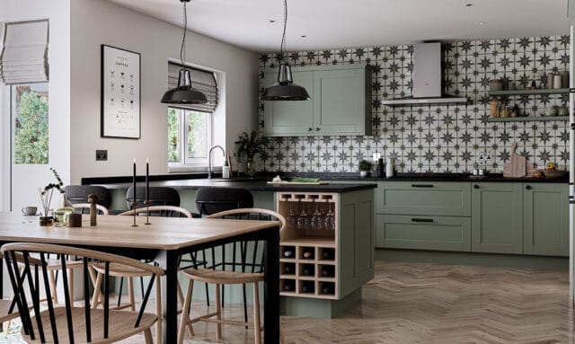 Belsay Smooth Reed Green Fitted Kitchen