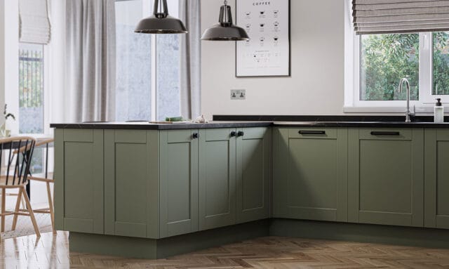 Belsay Smooth Reed Green Fitted Kitchen by Kitchen Emporium