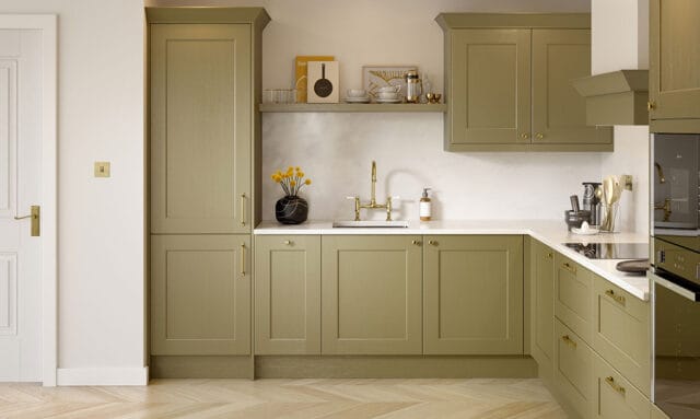 Belsay Woodgrain Olive Paint to Order Fitted Kitchen