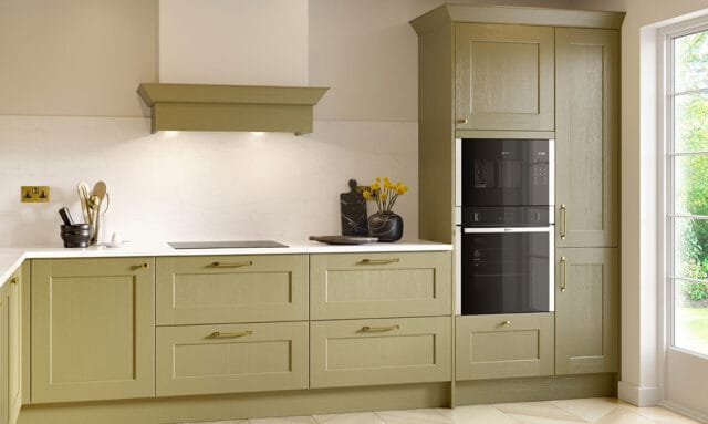 Belsay Woodgrain Olive Paint to Order Kitchen