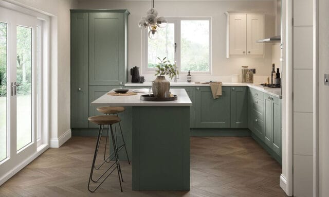 Belsay Woodgrain Reed Green Fitted Kitchen