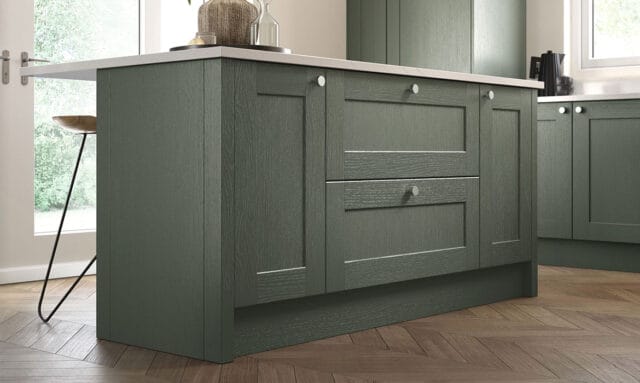 Belsay Woodgrain Reed Green Fitted Kitchen Island