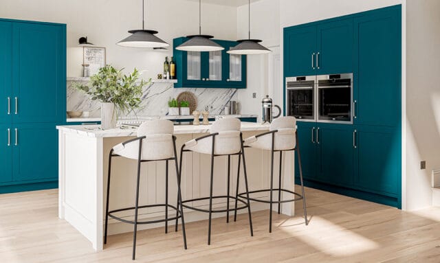 Hunton Majestic Teal Paint to Order Fitted Kitchen by Kitchen Emporium