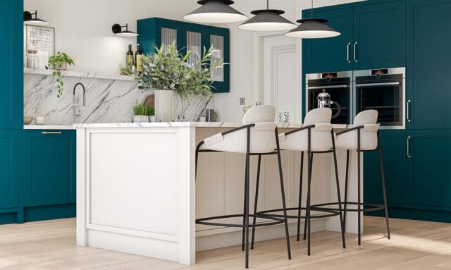 Hunton Majestic Teal Paint to Order Kitchen by Kitchen Emporium