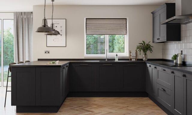 Second Nature Belsay Woodgrain Graphite Kitchen