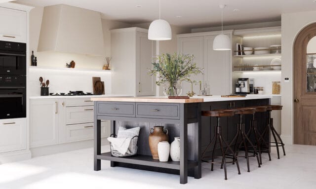 Mornington Vale Mock In-frame Putty and Carbon Kitchen