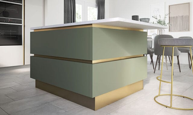 Porter Matt Regiment Green Handleless Kitchen Island