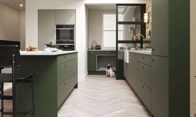 Porter Painted Outline Bay Green Kitchen by Kitchen Emporium
