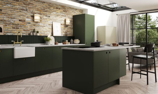 Porter Painted Outline Bay Green Modern Kitchen Island