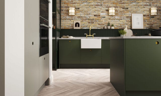 Porter Painted Outline Bay Green Modern Kitchen by Kitchen Emporium