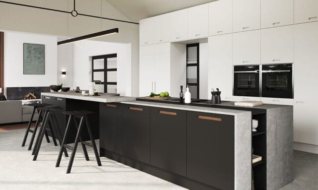 Porter Painted Outline Carbon Black Fitted Kitchen