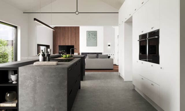 Porter Painted Outline Carbon Black Modern Fitted Kitchen Island