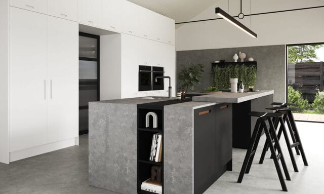 Porter Painted Outline Carbon Black Modern Kitchen Island