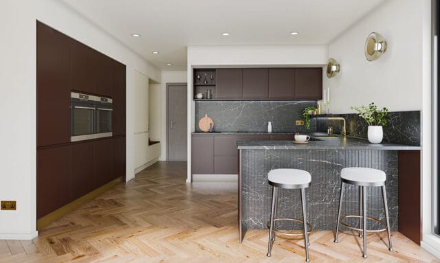 Remo Matt Paint to Order Malbec Handleless Kitchen