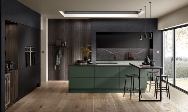 Remo Matt Paint to Order Regents Green Handleless Kitchen