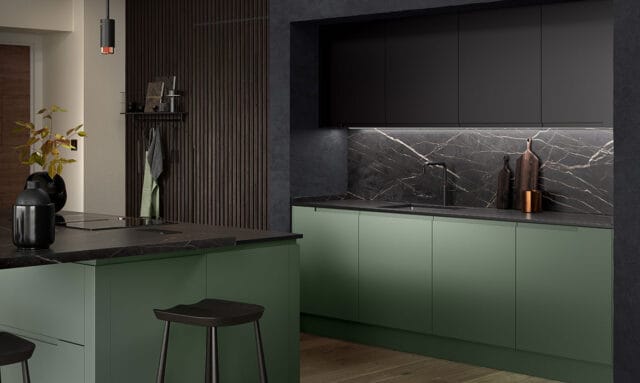 Remo Matt Paint to Order Regents Green Kitchen by Kitchen Emporium
