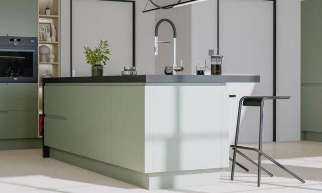 Remo Matt Regiment Green Kitchen Island by Kitchen Emporium